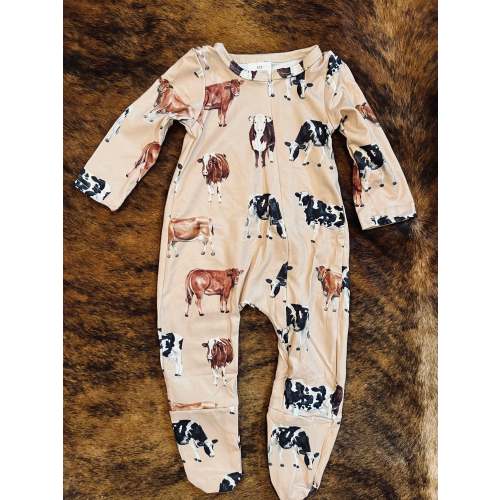 Baby brown cow footed sleeper (sale)