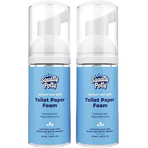 Squatty Potty Toilet Tissue Paper Foam Instant Wet Wipe Alternative - 2 Pack, 50 ml, 1.69 Fl Oz