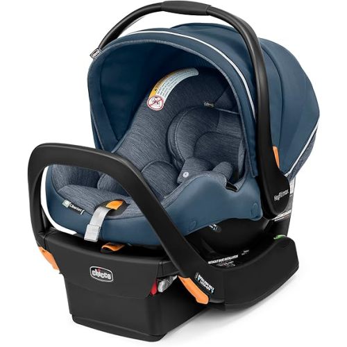Chicco KeyFit® Max Zip ClearLux™ Infant Car Seat and Base, Rear-Facing Seat for Infants 4-30 lbs., Zip-Open Privacy Shield, Compatible with Chicco Strollers, Baby Travel Gear | Midori/Blue