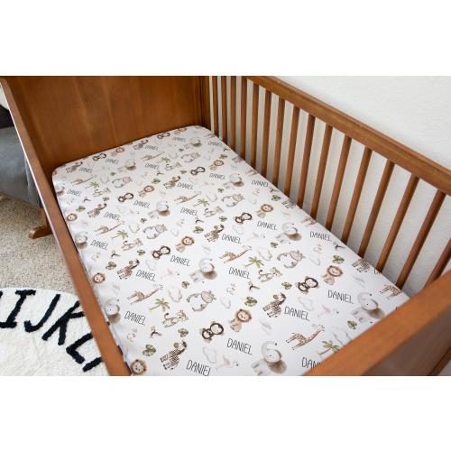 Personalized Jungle Animal Crib Sheet, Safari Minky Blanket, Jersey Swaddle