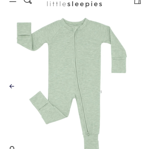 Heather Sage Ribbed Zippy - Little Sleepies