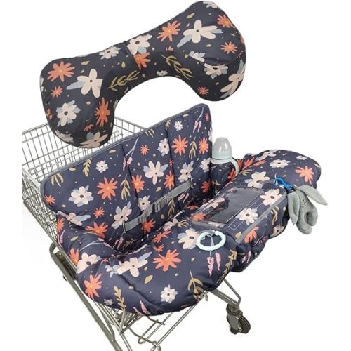 Shopping Cart Cover for Baby/Toddler, Cozy High Chair Cover, with Removable positioner, Dark Blue