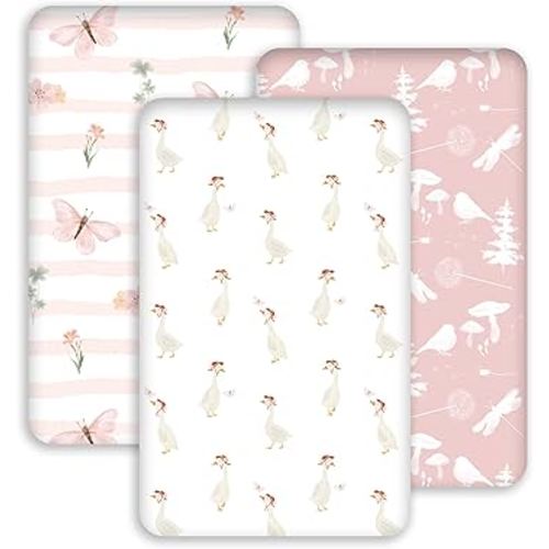 Bedside Sleeper Bassinet Fitted Sheets 20 x 33, 3 Pack Baby Delight Beside Me Dreamer,Babybond,Jimglo,koola,cowiewie,fodoss, Dream On Me Baby Square Bassinet, Pink Animal