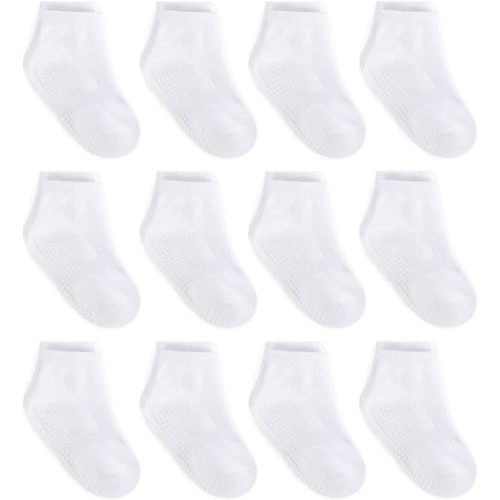 ZAPLES Baby Non Slip Grip Ankle Socks with Anti Skid Grippers Boys Girls Low Cut for Infants Toddlers Kids
