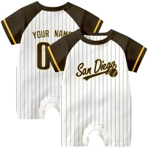 KREDE Baby Clothes Unisex Bodysuit White Custom Name Number for Baby Boys