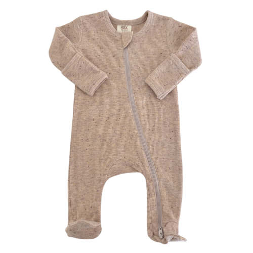 Tan Speckle / Ribbed 2-Way Zip Footie