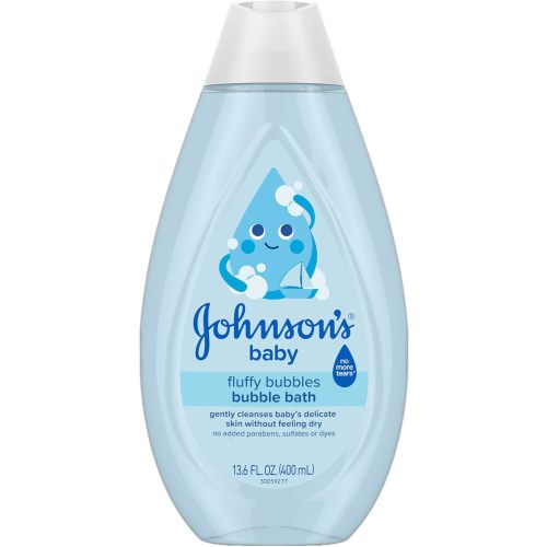 Johnson's Baby Fluffy Bubbles Bubble Bath, No More Tears, Gently Cleanses Delicate Skin Without Feeling Dry, Hypoallergenic, No Added Parabens, Sulfates & Dyes, 13.6 fl. oz