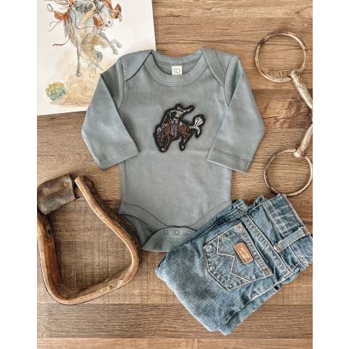 Bronc Patchwork Bodysuit (Baby) - Harbor