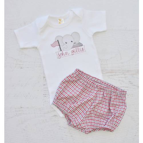 Alabama Elephant Outfit- Sketch Embroidered Bodysuit - Alabama Football Diaper Cover Set - Roll Tide Outfit