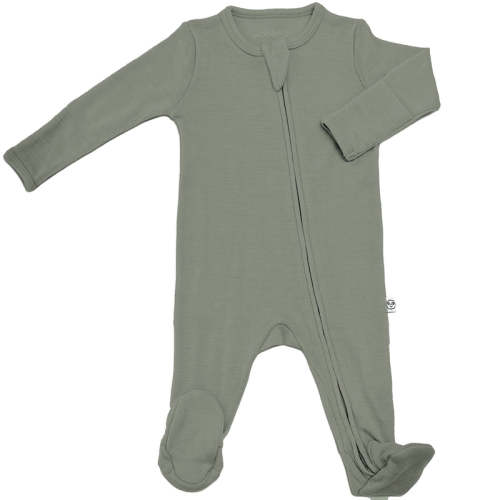 Footie Pajamas, Merino Wool, Sage 3-6 Months