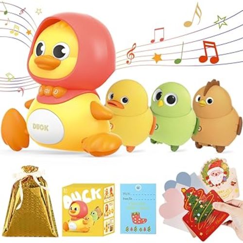 4 Pcs Baby Toys 6 to 12 Months, Musical Duck Crawling Baby Toys Set with Music & Light, Early Learning Educational Toy for Babies 12 18 Months Birthday Toy for 1 2 Year Old Boys Girls