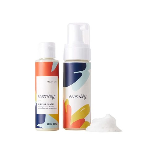 Esembly Wipe Up Wash Kit, Organic No-Rinse Foaming Wipes Solution, Use with Cloth Wipes on Baby’s Diaper Area, or as a Body Wash, Includes Refillable Foamer Bottle and 4oz Concentrate