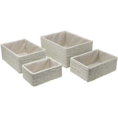 Sorbus Stackable Storage Woven Paper Rope Baskets 4-Piece Set & Reviews | Wayfair