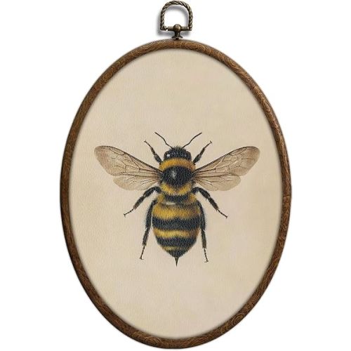 Bumblebee Oval Wall Decor, Bee Cottage Core Wall Decor, Cottage Core Home Decors, Waterproof Bee Decorations for Home, Hanging Vintage House Decors for Living Room Bedroom Bathroom Kitchen Galley, 38