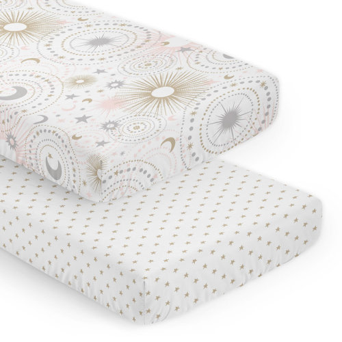 Sweet Jojo Designs Celestial Blush Pink/Gold/White 2 - Piece Sheet | Wayfair