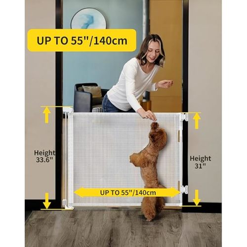 Dearlomum Retractable Mesh Baby Gate - White