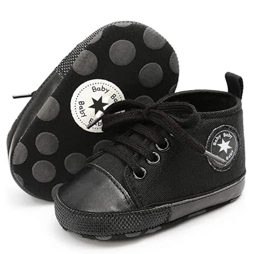 KKIIDDSS Unisex Baby Girls Boys Canvas High-top Shoes, Newborn Infant Anti-Slip Soft Sole Frist Walking Breathable Sneakers