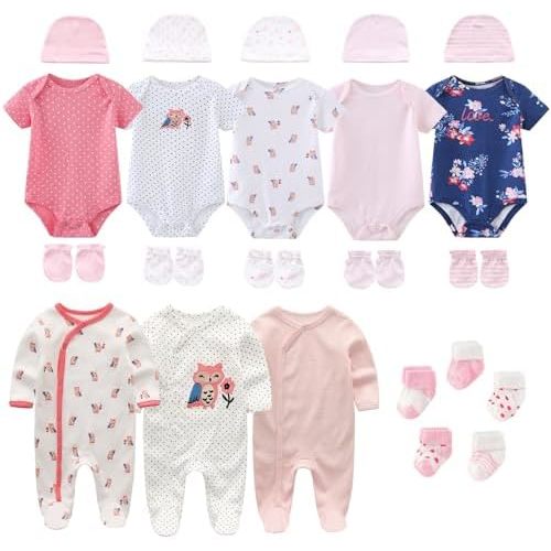 New Born Clothes Boy Girl Layette Set Cotton Snap Baby Clothing and Accessories 0-12 Months, 23-pack