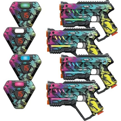 Laser Tag Set of 4, Lazer Tag Game for Kids Indoor & Outdoor Play, Gift Ideas for Kids Teens and Adults, Cool Toys for Teenage Ages 8 9 10 11 12+Year Old Boy & Girls