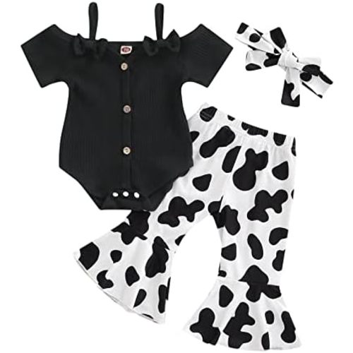 Newborn Baby Girl Clothes Infant Rib Frill Long Sleeve Romper Floral Flared Pants Headband 3pcs Fall Winter Outfits