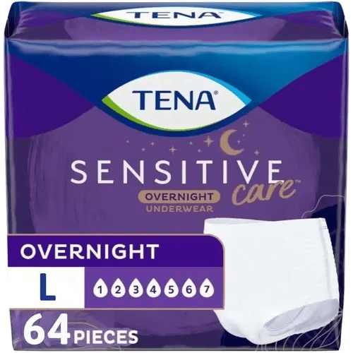 Tena Sensitive Care Overnight Incontinence Underwear for Women Large, 64 Count (New Sizing)