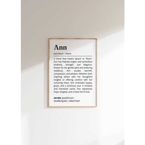 Ann Name Definition Wall Art Name Meaning Printable Personalized Typography Poster Inspirational Unique Gift for Her Minimalist Name Decor
