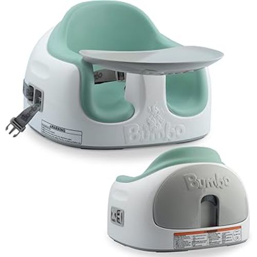 Bumbo 3-in-1 Baby Multi Seat Booster with Feeding Tray, 6-36 Months Old, Hemlock - High Chair and Floor Seat Accessory for Babies, Infants, and Toddlers