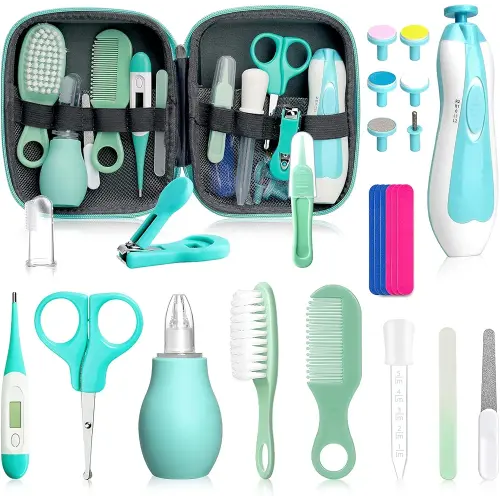 Baby Grooming Kit for Boys Girls Safety Newborn Nursery Essentials Grooming Set Gift for First-time Parents, Green 25 in 1
