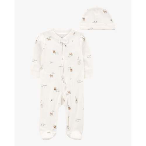 Baby 2-Piece Floral 2-Way Zip Cotton Sleep & Play & Cap Set Pajamas - Carter's | Carter's