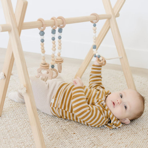 Poppyseed Play Natural Pine Wood Gym - Gray Toys (2021)