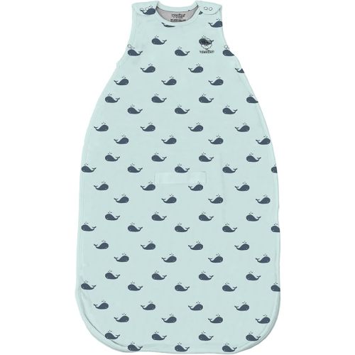 Woolino Ultimate Sleep Sack - 4 Season - Merino Wool and Organic Cotton Two-Way Zipper Adjustable Sleeping Bag - Universal Size Sleep Sack for Baby (2-24 Months) - Whales