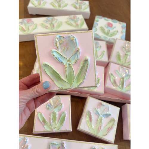 Mini Tulips | Spring Tulip Painting on Canvas | Grandmillennial Style Decor | Baby Shower Gift | Nursery Gift | Newborn Gift