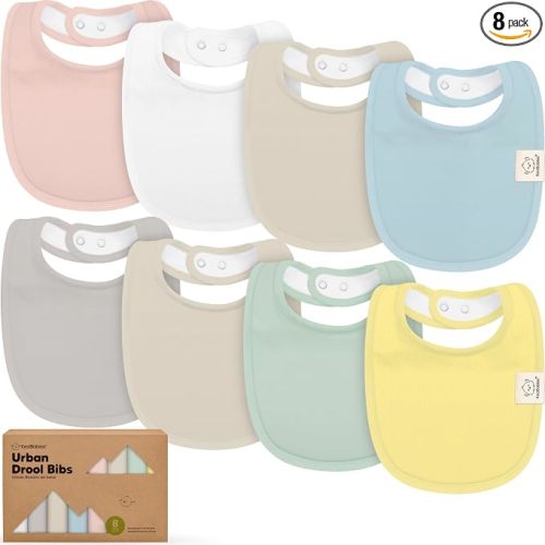 KeaBabies 8-Pack Organic Baby Bibs for Drooling and Teething - Soft Cotton Bibs for Baby Girl, Boy, Extra Absorbent, Easy to Clean & Put On for Toddler, Newborn, Infant 0-24 Months (Dawn)
