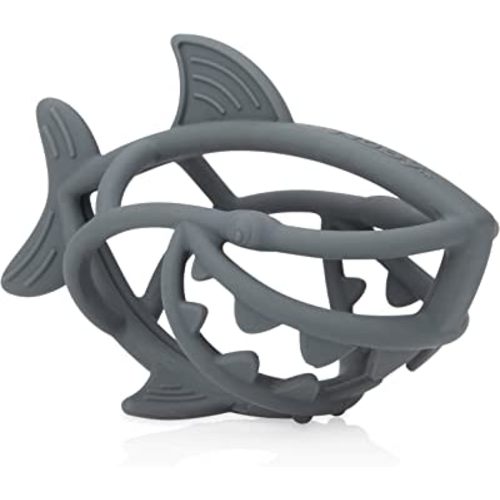 Nuby Chewy Chums All Silicone Soothing Teether, Shark - 3M+