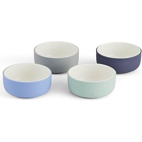 Elk and Friends Kids Porcelain Bowls with Silicone Sleeve | Kids/Toddler/Baby Feeding | Microwave & Dishwasher Safe | Non slip | Cereal/Soup/Snack Dishes & Dinnerware