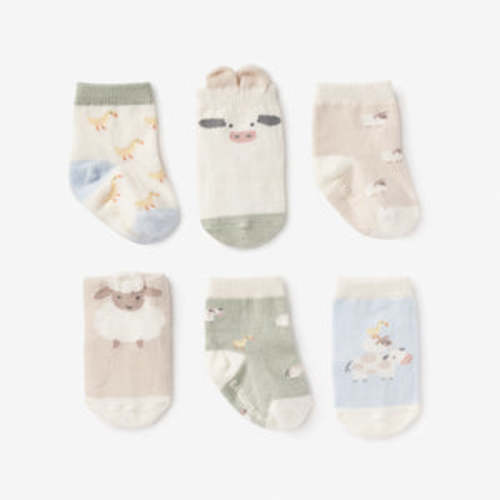 On the Farm Non Slip Baby Socks 6pk