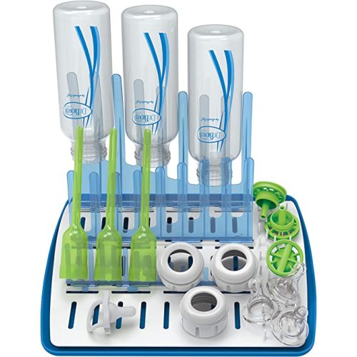 Dr. Brown's Folding Baby Bottle Drying Rack for Easy Storage, Dry Nipples, Pacifiers and Other Baby Essentials, BPA-free - White & Blue