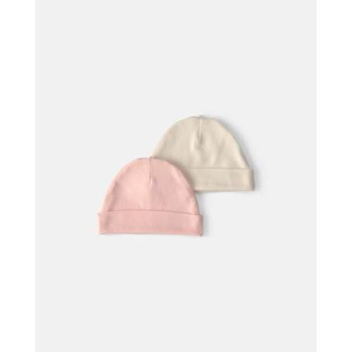 Baby Girl 2-Pack Caps - Pink/Ivory | Carter's