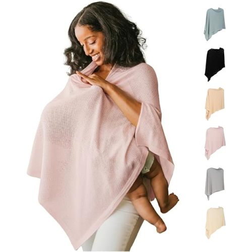 Breathable Nursing Cover for Breastfeeding | Ponchy by Gold Mamas | 5 in 1 Nursing Poncho | Baby Registry Essentials | Rose Pink