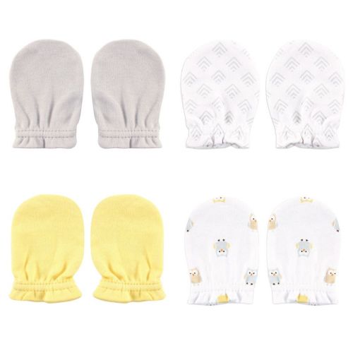 Luvable Friends Baby Cotton Scratch Mittens 4pk, Owl, One Size