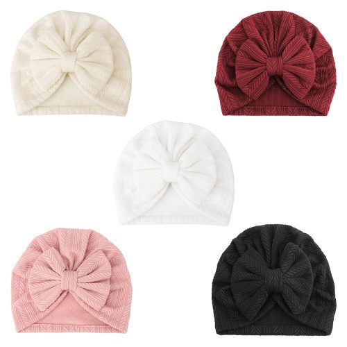 DRESHOW BQUBO 5 Pieces Newborn Baby Turban Hats Bow Baby Infant Beanie Breathable Toddler Cap for Baby Girls