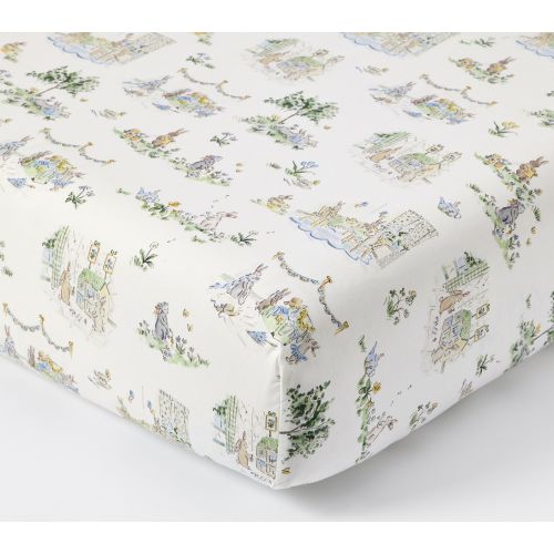 Riley Sheehey Blue English Garden Organic Cotton Crib Fitted Sheet