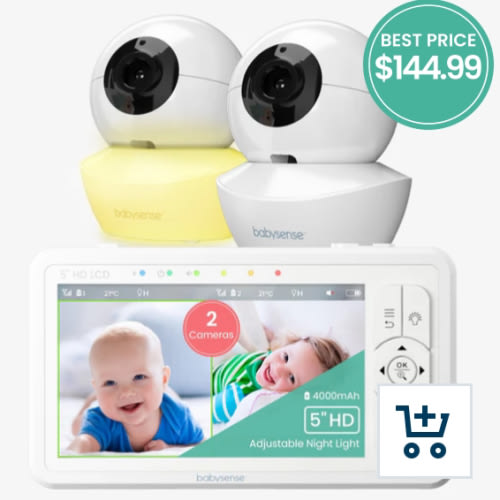 Babysense HD S2: Video Baby Monitor with 2 Cameras, Non Wifi, Split Sc