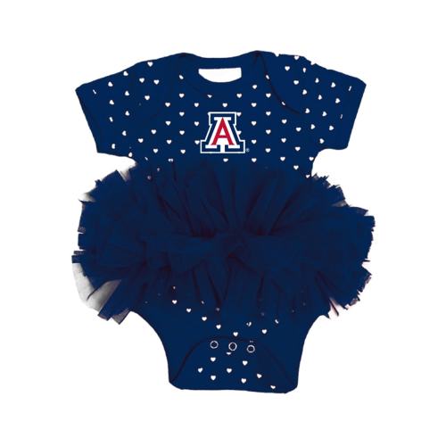 Arizona Wildcats Baby Navy Blue Heart Tutu Short Sleeve One Piece