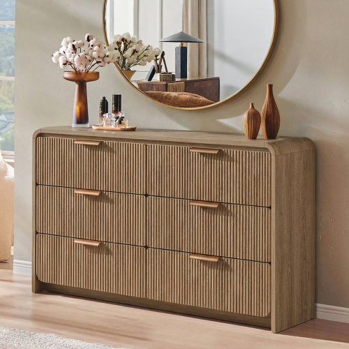 Ebern Designs 47''W 6-Drawer Dresser, Modern Chest Of Drawers W/ Curved Edge, Closet Organizer For Bedroom Living Room Hallway & Reviews | Wayfair