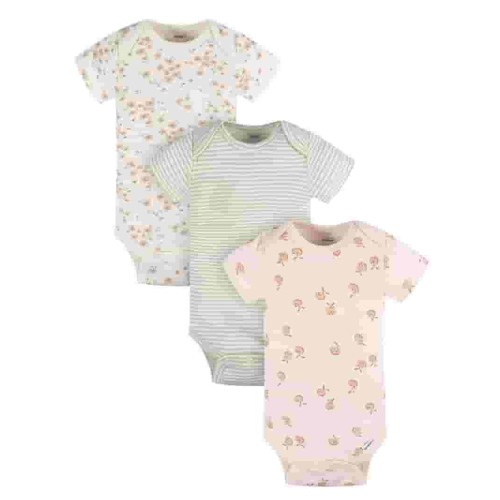 Gerber Baby Girl Casual Short Sleeve Bodysuits, 3-Pack, Sizes Preemie - 12 Months