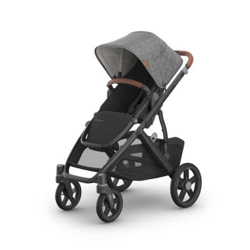 UPPAbaby Vista V3 Stroller - Greyson - Charcoal Melange | Carbon Frame | Saddle Leather