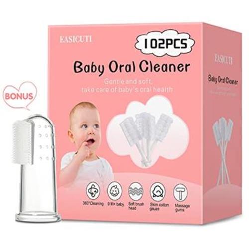 102PCS Baby Tongue Cleaner,Baby Oral Cleaner Newborn Baby Toothbrush,Disposable Infant Toothbrush Clean Baby Mouth,Gauze Gum Cleaner Stick Dental Care
