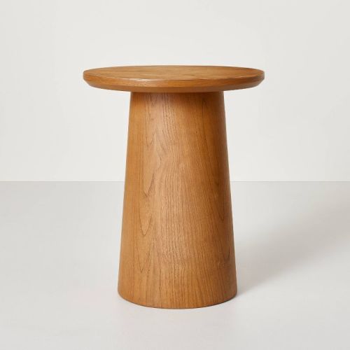 Wooden Round Pedestal Accent Side Table - Aged Oak - Hearth & Hand™ with Magnolia