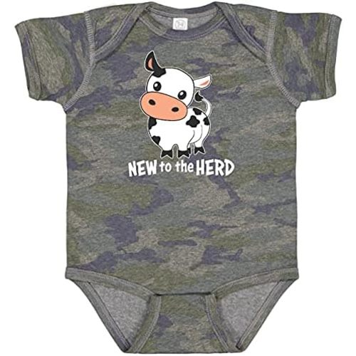 inktastic New To the Herd- Cute Cow Baby Bodysuit